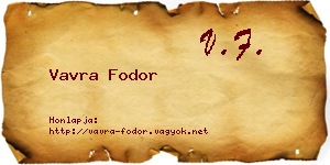 Vavra Fodor névjegykártya